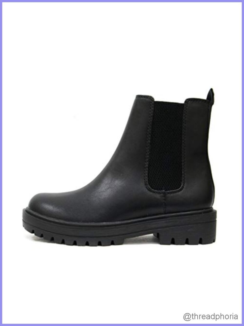 Chelsea Ankle Bootie Lug Sole Block Heel Elastic Gore